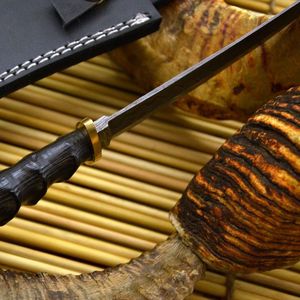 Couteau à lame fixe artisanal personnalisé en acier Damas avec manche en acier au carbone, certifié CE ISO, qualité industrielle, pour la chasse, OEM DIY - Product Image 5