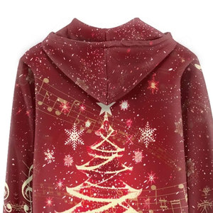 Sudadera con Capucha y Cremallera Completa con Estampado de Árbol de Navidad por Sublimación, Unisex, Casual, de Invierno, a la Moda, con Tu Propio Diseño Personalizado - Product Image 2