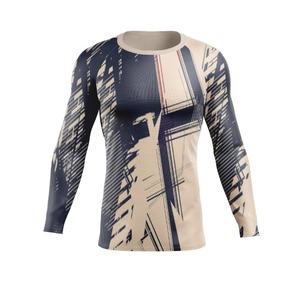 Custom <b>Compression</b> <b>Shirt</b> <b>Mens</b> Rash Guard Long Sleeve Gradient Print Quick Dry Gym Fitness Running Base Layer Tight Sportswear - Product Image 5