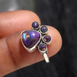 High Quality Purple Copper <b>Turquoise</b> <b>Ring</b> for Women Girls 925 Sterling Silver Jewelry Fine Silver Bulk Wholesale Jewelry Party - Product Image 3
