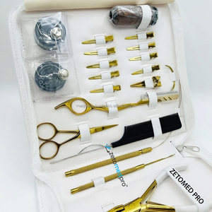 Kit d'outils Microlink Premium, Pince à extensions de cheveux adhésives couleur or avec étui, Boucle de tirage pour extensions de cheveux avec logo personnalisé - Product Image 5
