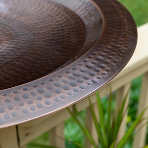 Hammered Metal <b>Deck</b> Mounted Bird Bath Bowl Weather Resistant Outdoor Bird Water Feeder For Garden Patio Railing Decor - Product Image 5