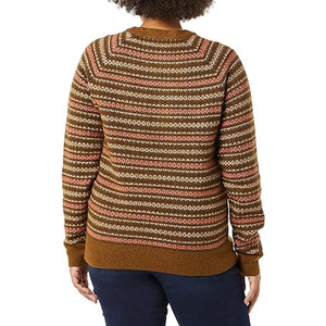 Suéter de Punto para Hombre, Otoño, Marrón a Rayas, Cuello Redondo, Manga Larga - Product Image 2