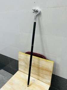 Bastón de Madera Pulida Hecho a Mano con Empuñadura de Cabeza de Serpiente de Latón Plateado Estilo Victoriano para Halloween y el Día de la Madre - Product Image 6