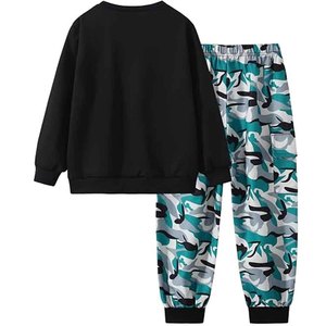 Conjunto de Sudadera Unisex con Estampado de Camuflaje, Sudadera Negra con Bolsillo, Tejido de Algodón, Estilo Casual para Otoño, Corte Holgado, Manga Regular - Product Image 4