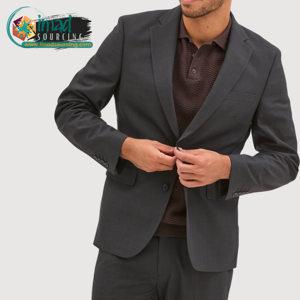 Costume d'affaires élégant pour homme en laine et polyester, col simple, infroissable, coupe droite, devant plat, ensemble de costume formel pour le bureau - Product Image 5