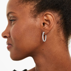 Premium Quality 925 <b>Silver</b> Hoop Earrings With Sparkling Moissanite Diamond Round Cut Hoop Earrings For Women - Product Image 4