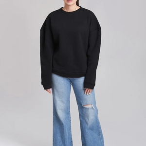 Sweat-shirt à col rond uni de qualité export, grande taille, coupe ample, personnalisable pour femme, 100 % coton molletonné respirant et doublé - Product Image 6