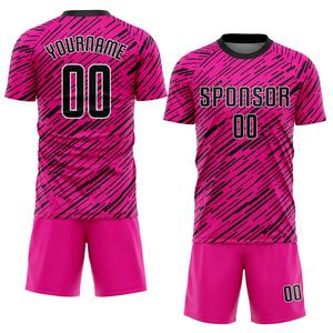 Maillot de football personnalisé rose noir-blanc par sublimation 100 % polyester anti-humidité à manches courtes pour entraînement décontracté avec logo du club - Product Image 2