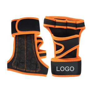 Gants de fitness en néoprène à demi-doigts avec sangle de poignet réglable, antidérapants, pour la musculation en salle de sport, unisexe, noir et orange - Product Image 5