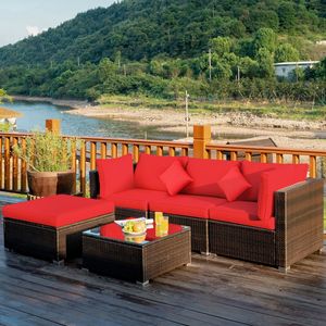 Set di 5 Pezzi di Mobili da Esterno in Rattan, Divano Componibile con Cuscini - Product Image 2