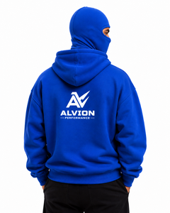 Premium Oversized Blue Balaclava Hoodie for Men Full <b>Zip</b> Heavyweight Cotton Fleece <b>Hooded</b> Sweatshirt Custom Logo Streetwear OEM - Product Image 4