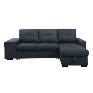 Lucas 97 Dark Gray Linen Reversible <b>Storage</b> Chaise Sleeper Sectional <b>Sofa</b> <b>Bed</b> - Product Image 6