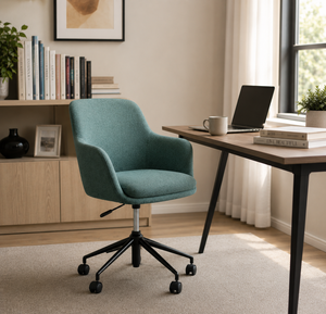 Chaise de bureau contemporaine rembourrée avec un coussin en mousse HR de qualité supérieure, un mécanisme pivotant réglable et des roulettes robustes - Product Image 3