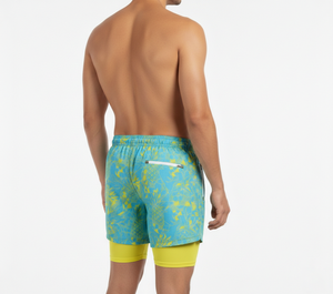 Shorts de plage pour hommes personnalisés par sublimation, 2-en-1 avec leggings de compression intégrés, satin 100% polyester, anti-UV, séchage rapide, écologiques - Product Image 2