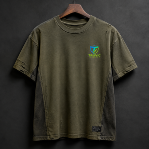 T-shirt pour homme en coton doux, effet délavé, coupe décontractée, respirant, style streetwear - Product Image 1