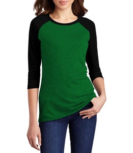 Top qualité femmes à manches longues 100% coton 160 grms Raglan T-Shirt filles trois-quarts manches t-shirt femmes T-Shirts vêtements - Product Image 1