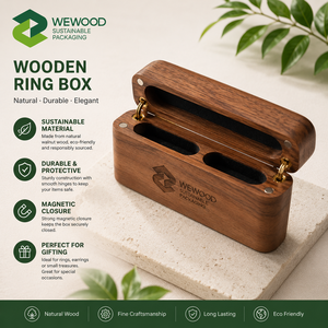 Premium Handmade Wooden Double <b>Ring</b> Jewelry <b>Storage</b> Box with Velvet Interior and Brass Hinges - Product Image 2