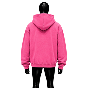 เสื้อฮู้ดซิปสีชมพูสดขนาดใหญ่พิมพ์ลาย Wake Up สไตล์สตรีทแวร์สำหรับผู้ชาย เสื้อฮู้ดซิปเต็มตัวลำลองแฟชั่นแนวอเมริกัน - Product Image 2