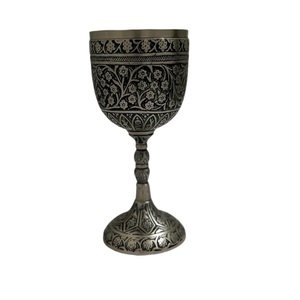 Cáliz de vino de latón de alta calidad con baño de plata para comunión, inspirado en la época medieval, estilo Harry Potter. - Product Image 1
