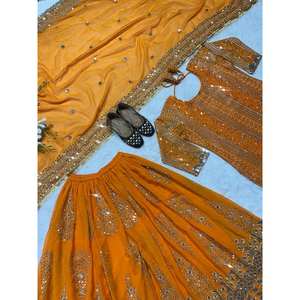 Top de mono de fiesta de trabajo con bordado pesado de diseñador-Plazzo y Dupatta para ocasiones elegantes - Product Image 4