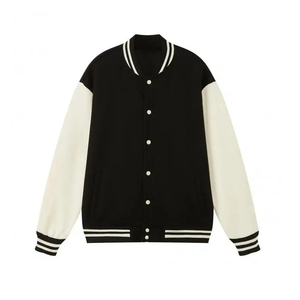 Most Demanded Design Men Varsity <b>Jacket</b> Cartoon Patchwork Hooded 100% Wool Streetwear Anti-Wrinkle Full Sleeves Latest Fabric - Product Image 1