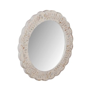 Elegant Decorative Round Mirror for <b>Makeup</b> <b>Vanity</b> Chic Monochrome Styling with Timeless Designer Beauty - Product Image 3