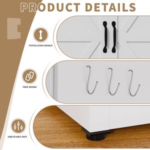 <b>White</b> Heavy-Duty Steel Kitchen Pantry <b>Storage</b> <b>Cabinet</b> with Adjustable Shelves for Country Kitchens Bathrooms Living Rooms - Product Image 4