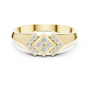 Anillo de Diamantes de Oro Amarillo Sólido de 14k para Mujer, Corte Brillante Redondo, Piedras Cultivadas en Laboratorio, Uso Diario, Banda Apilable - Product Image 1