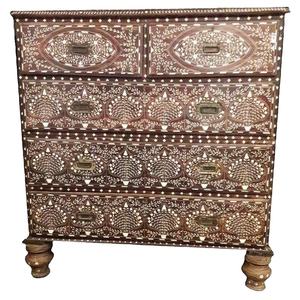 Table de chevet en nacre et incrustations d'os, tabouret design de haute qualité en Inde pour le salon et la maison, en vente - Product Image 1