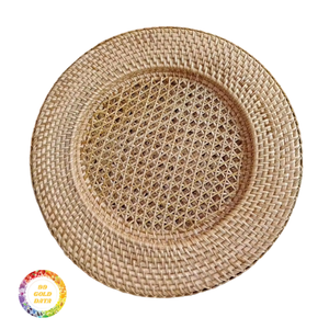 Rattan Charger <b>Plate</b> Handcrafted Handpainted Vintage Design Eco-Friendly <b>Disposable</b> Table <b>Plate</b> for Dining Decoration Wedding - Product Image 2
