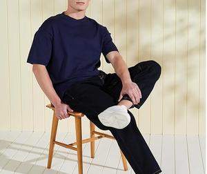 Plain Vintage TShirt Drop Shoulder Oversize Summer <b>Men</b> Clothes Sportswear Running Training Outwear <b>Blue</b> Color T-<b>Shirt</b> Breathable - Product Image 2