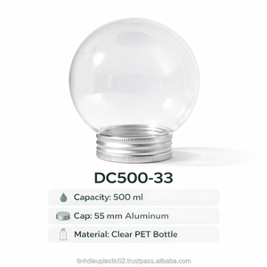 Bouteille en plastique PET de 500 ml en forme d'ampoule avec bouchon à vis en aluminium de 55 mm, fabrication OEM au Vietnam pour jus, lait, thé, boissons - Product Image 6