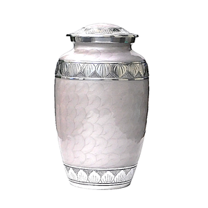 Urnas de cremación de aluminio para adultos con grabado en estaño y acabado en esmalte azul cielo, urnas metálicas para cenizas humanas. - Product Image 3