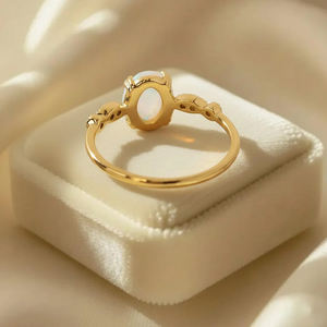 Bagues de fiançailles classiques et délicates en opale, argent sterling 925, coupe ovale, plaqué or 18 carats, bijoux romantiques pour femmes pour mariage et fêtes - Product Image 5