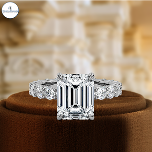 Anillo de Compromiso con Halo de Diamantes Cultivados en Laboratorio de 1 Quilate, Oro Blanco de 14K, Certificado IGI, Anillo de Boda con Banda Completa de Eternidad - Product Image 2