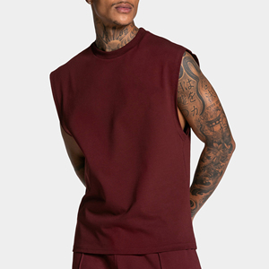 Débardeur Rétro Homme Été Sans Manches 100% Coton Couleur Unie Tricoté Épais Décontracté Sport Fitness Extérieur - Product Image 1