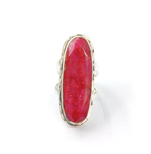 Bague en argent sterling 925 avec agate rubis, pierre précieuse rouge naturelle, bague faite à la main, bijou statement, style vintage, cadeau pour elle - Product Image 2