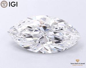 Centre de table haut de gamme avec diamant de laboratoire CVD de 2,00 carats, couleur D, clarté VVS1, forme marquise, certifié IGI - Product Image 1