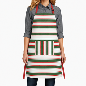 100% Cotton Stripe Design Bib <b>Apron</b> High Quality <b>Apron</b> With Customized Size And Logo <b>Kitchen</b> <b>Apron</b> for Christmas. - Product Image 1