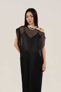 Simple Summer Silk Regular Sleeve Crew Neck Voile Stripes Loose Straight Casual <b>Dresses</b> - Product Image 4