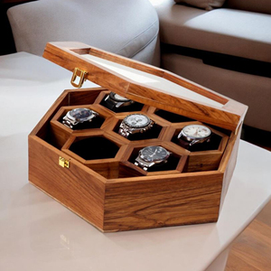 Caja de Reloj de Madera con Interior de Fibra de Carbono, Estuche de Exhibición de Relojes de Madera para Marcas de Lujo por AYAANS - Product Image 4