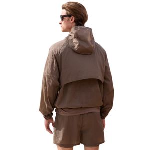 Translucent Windbreaker <b>Jacket</b> & Shorts Set for <b>Men</b> Lightweight Hooded Windbreaker with Elastic Waist Fashion Outdoor Activewear - Product Image 6
