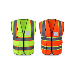 Fashionable Cotton Multi-Pocket Sleeveless <b>Jacket</b> Workwear Up-Zipper <b>Silver</b> Reflective Tape Nontoxic Unisex Safety Vest - Product Image 3