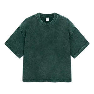 Camiseta de Hombre, Corte Regular, Lavado Ácido, Manga Corta, Cuello Redondo, Casual, Color Sólido, 230 GSM, Algodón, Impresión Serigráfica, Secado Rápido - Product Image 4