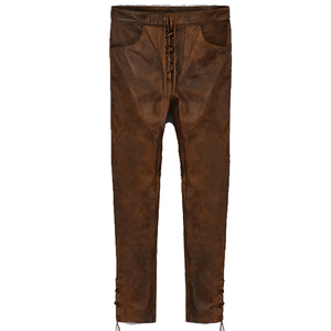 PIHA SPORTS Pantalon de motard pour homme en cuir véritable marron, coupe slim, coupe-vent, séchage rapide, style streetwear, hiver - Product Image 6