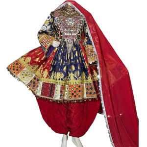 Robes ethniques afghanes Kuchi modernes et élégantes pour filles, manches longues, tissu en mousseline de soie de qualité supérieure, broderie artisanale, robes afghanes Kuchi - Product Image 1