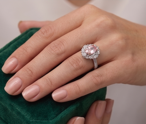 Fancy Pink Oval La Grown Diamond <b>Ring</b> Halo Diamond <b>Ring</b> for Women Wedding Engagement Bridal Fine Jewelry <b>cocktail</b> <b>ring</b> - Product Image 1