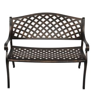 Panca da Parco Rustica in WPC con Telaio in Alluminio Pressofuso e Schienale in Rete - 103 cm x 42 cm x 47 cm - per Hotel, Centri Commerciali, Parchi, Giardini, Patii - Product Image 6