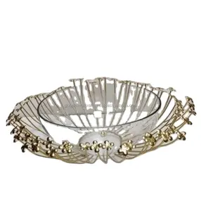 Decorative Bowl with metal flower stand Centerpiece Bowl flower Bowls for Decoration wedding decor